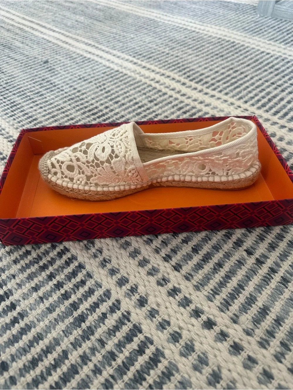 Tory Burch Women’s White Crochet Espadrille Slip-On